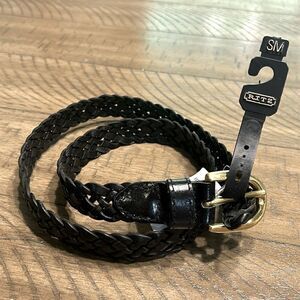 NWT Vintage Ritz black braided, leather belt size small/medium